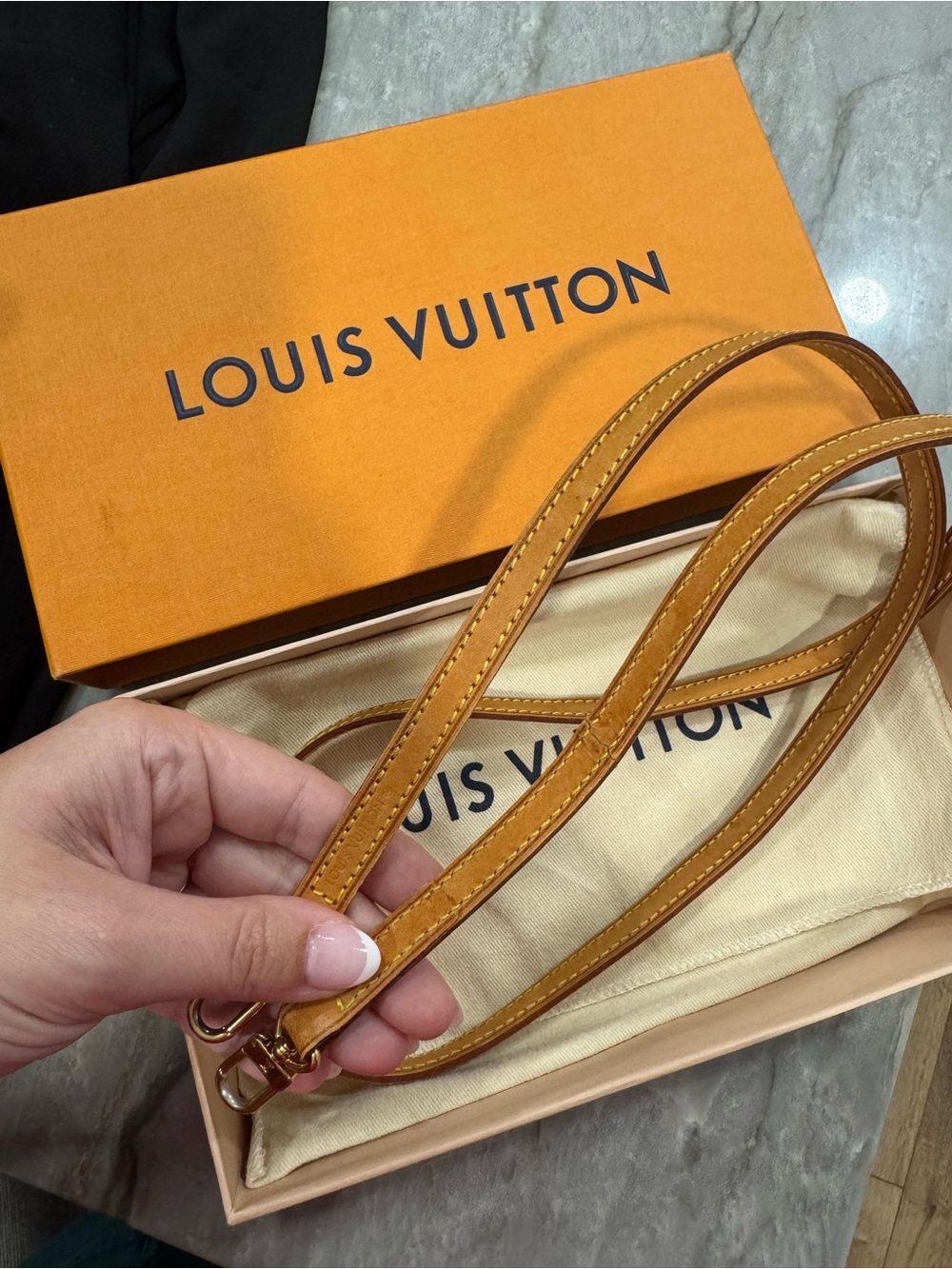Louis Vuitton Vachetta Tan Leather Crossbody Strap with Gold Hardware